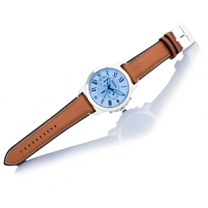 Fossil Grant Chronograph Ice Blue Dial Round Shape Men's Watch- FS5184